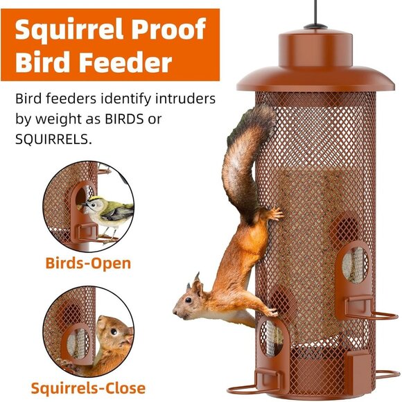 Metal Weight Activated Squirrel Proof Bird Feeder for Finch, Cardinal - Picture 3 of 8